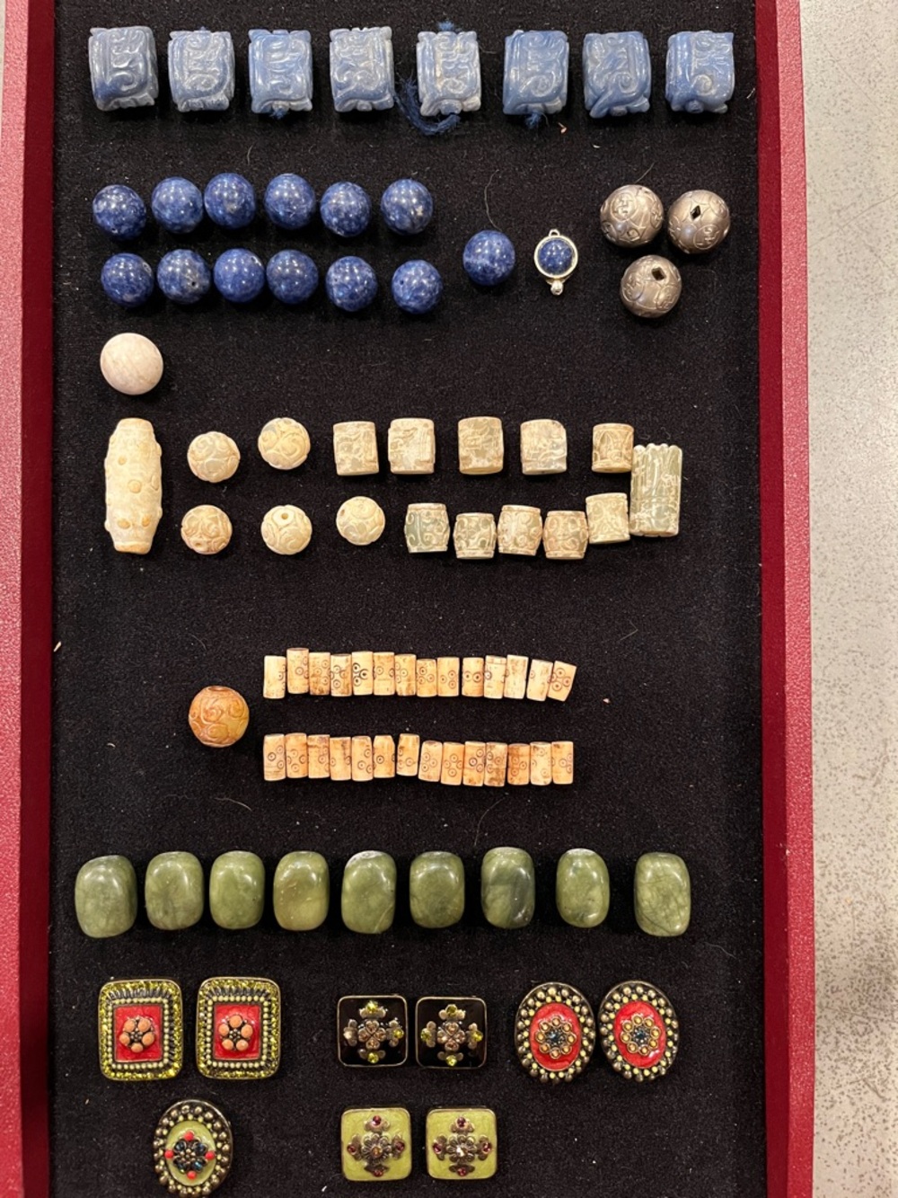 Vintage Artisan Bead Lot Stone Bone Czech Glass Jewelry Making